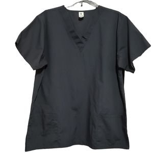 Scrub Top Pewter V Neck Short Sleeve Strictly Scrubs sz Large